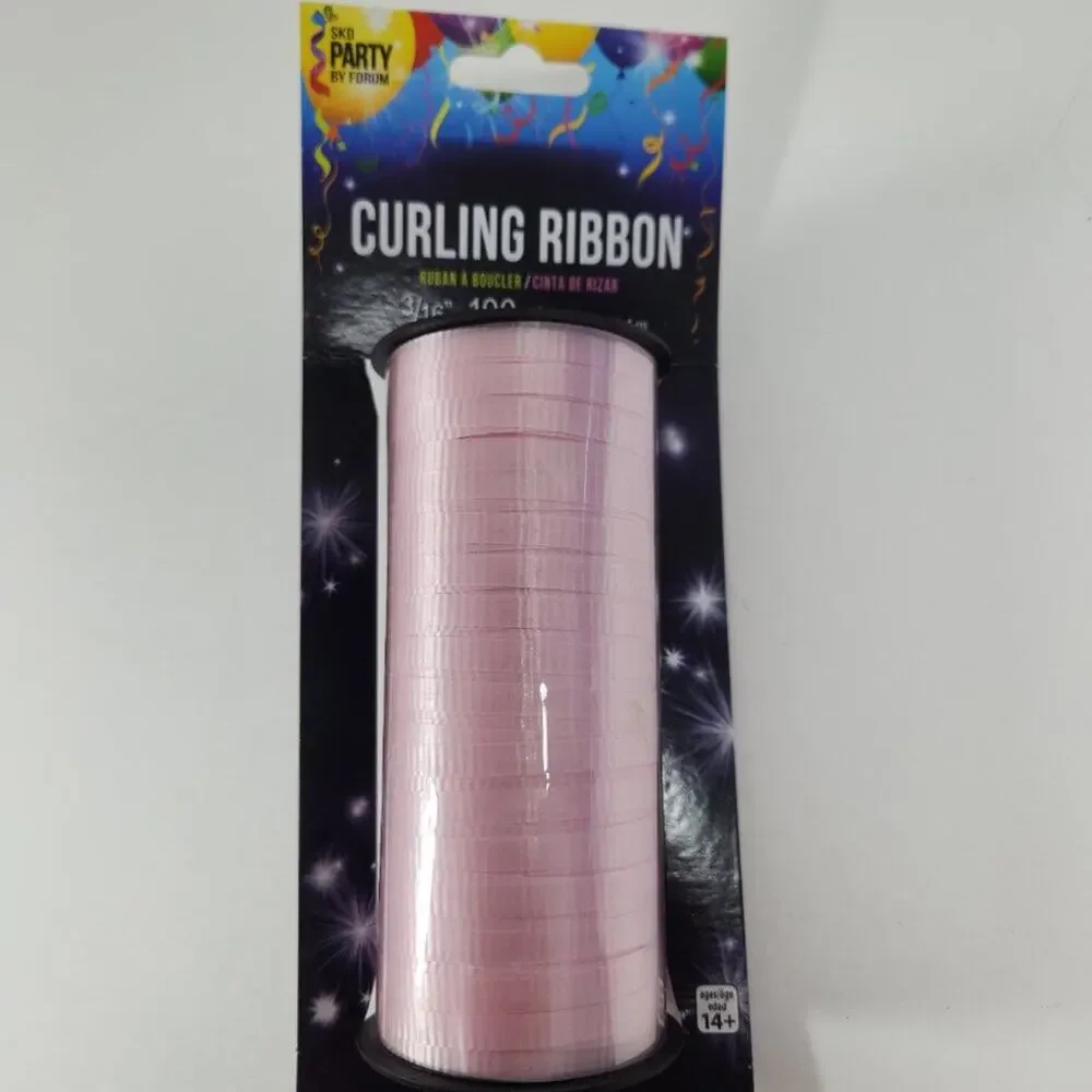 Lot of 5 Curling Ribbon Spools Rolls 3/16 in New Partial Pink Blue Yellow White